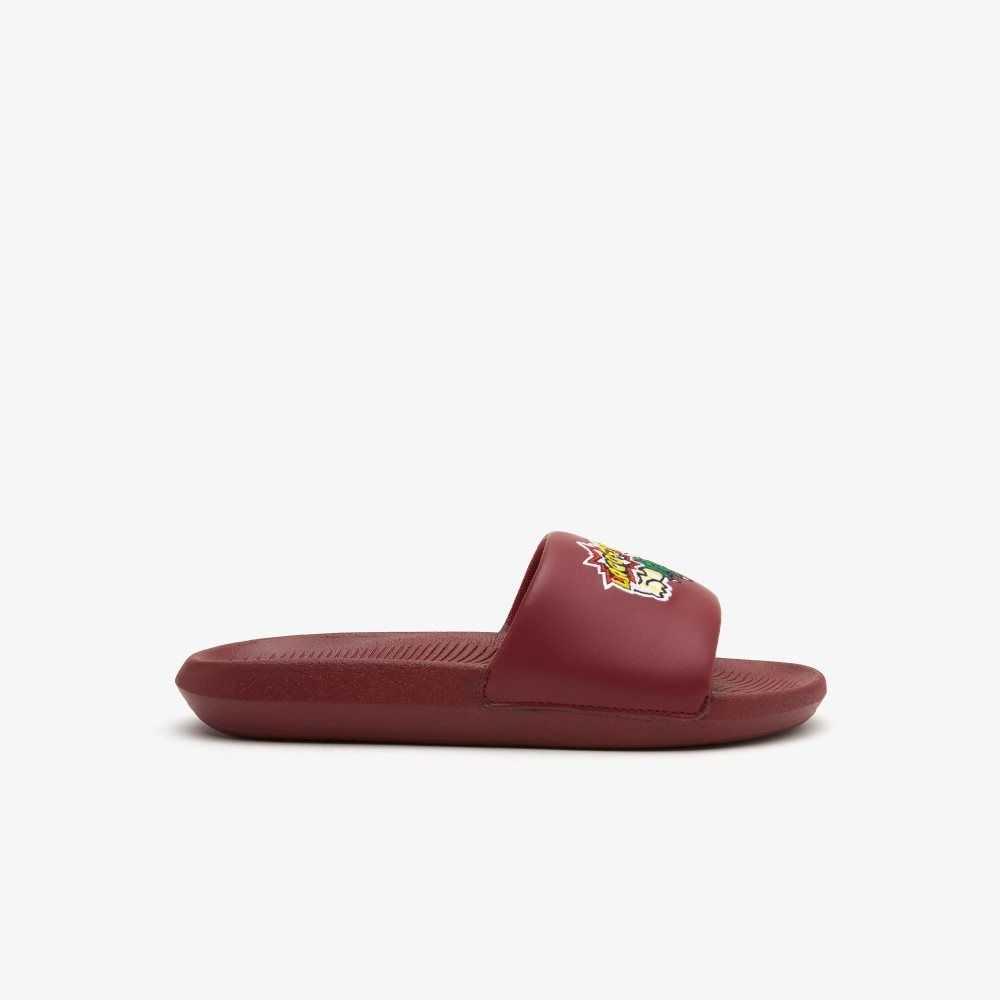 Lacoste Croco Slides Burg/Ylw | MKUV-08476