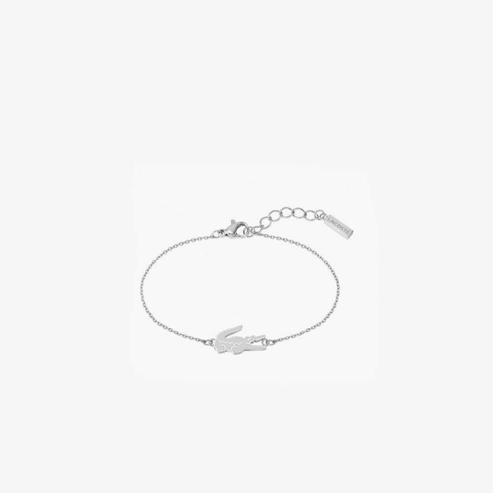 Lacoste Crocodile Bracelet Silver | JSUX-20759