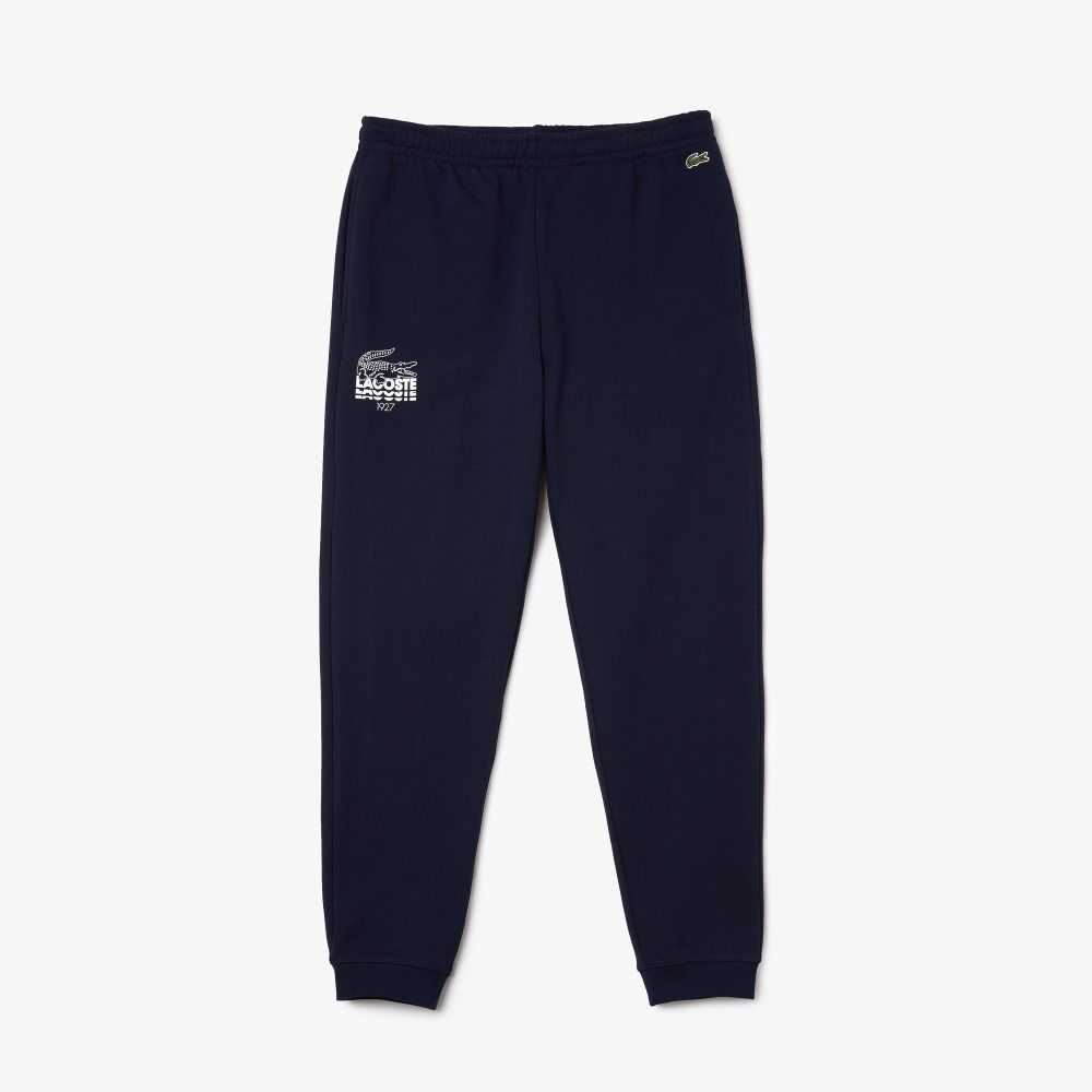 Lacoste Crocodile Branding Cotton Fleece Jogging Pants Navy Blue | PNCG-85147