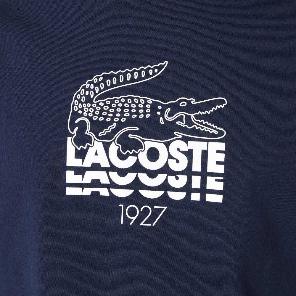 Lacoste Crocodile Branding Crew Neck Cotton T-Shirt Navy Blue | XQUZ-85437