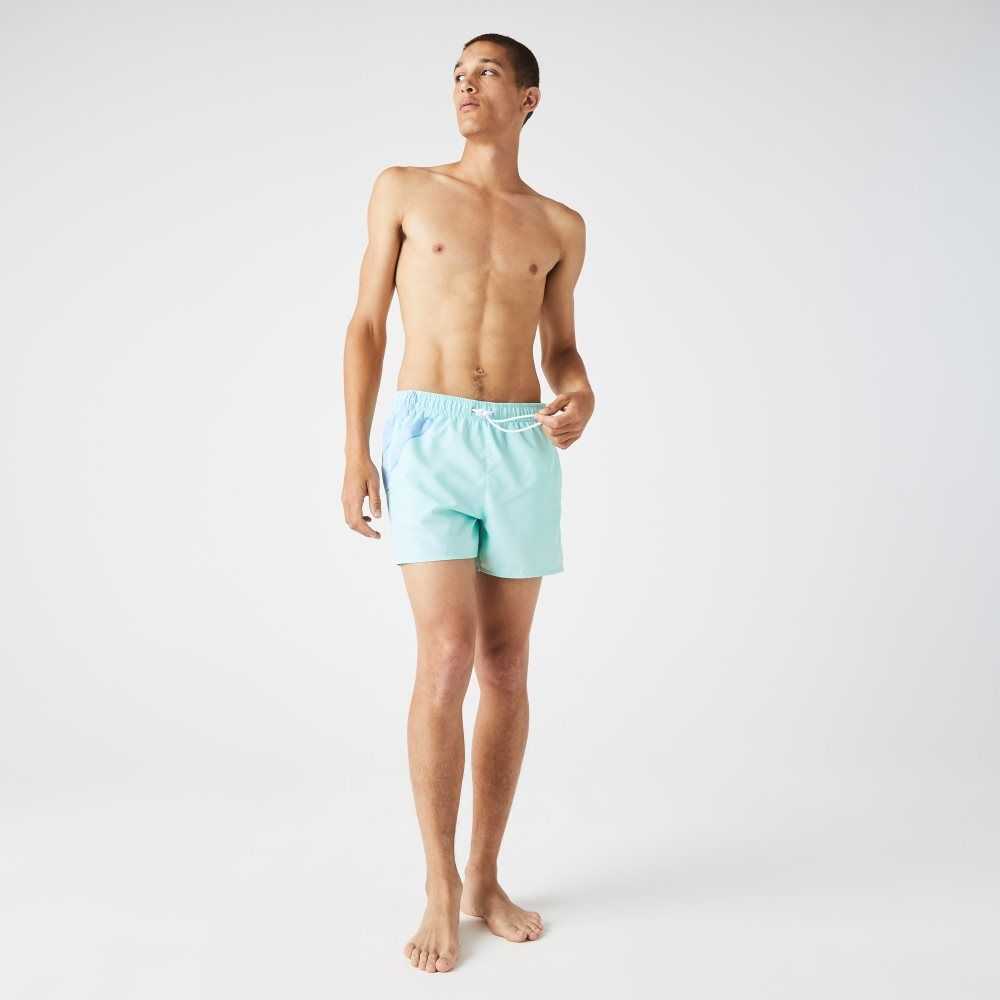 Lacoste Crocodile Built-In Mesh Boxer Swimming Trunks Turquoise | VFRM-64815