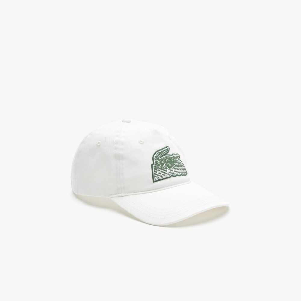 Lacoste Crocodile Patch Branded Cap White | FZTB-54279