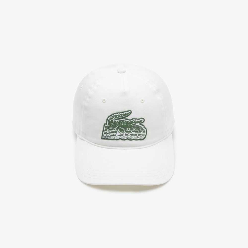 Lacoste Crocodile Patch Branded Cap White | ZCOH-07429