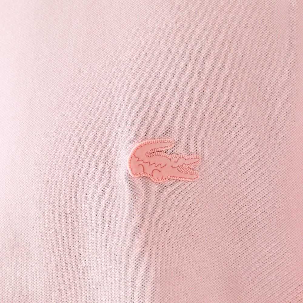Lacoste Crocodile Print Crew Neck Stretch Organic Cotton T-Shirt Pink | HWIE-60742