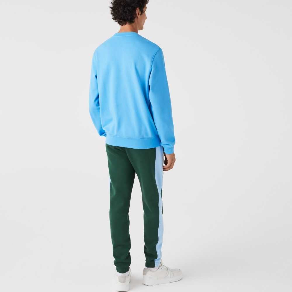 Lacoste Crocodile Print Crew Neck Sweatshirt Blue | CSRN-51627