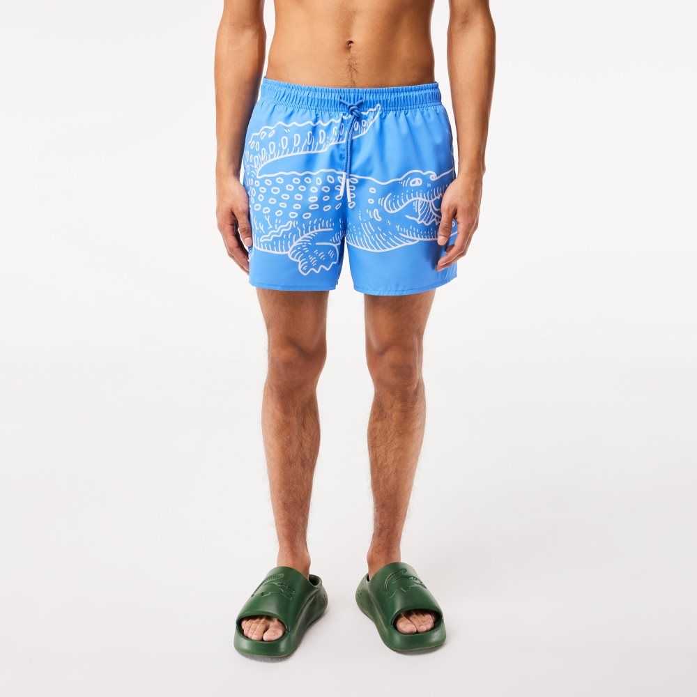 Lacoste Crocodile Print Swim Trunks B04 | GJXS-95416