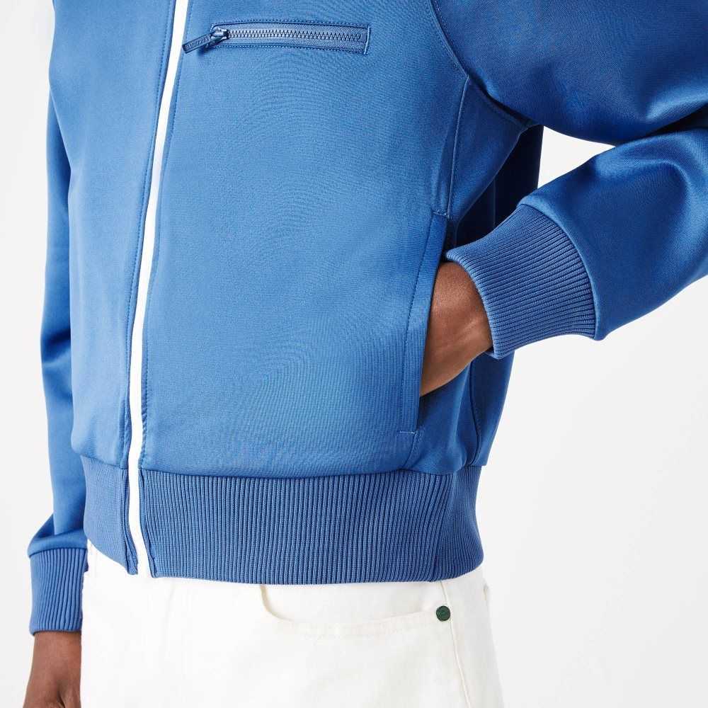 Lacoste Crocodile Stand-Up Collar Zippered Jacket Blue | SINT-08153
