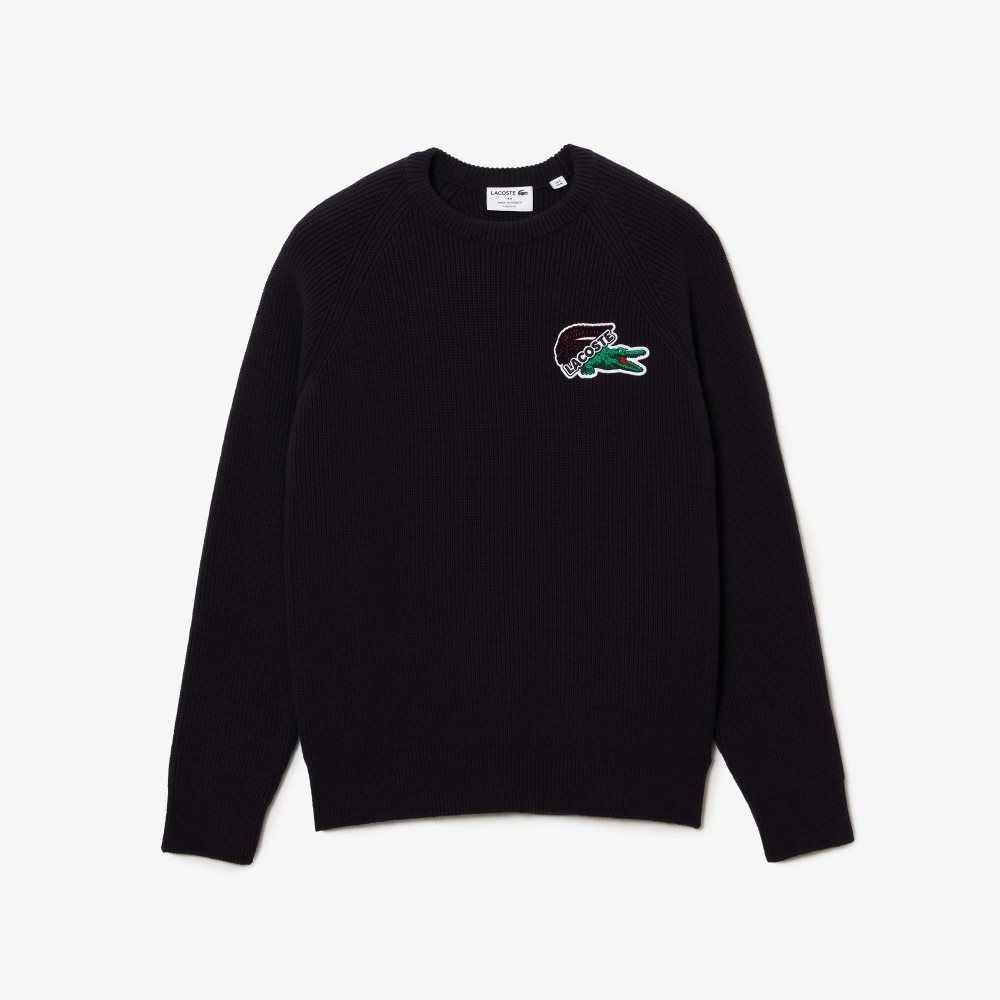 Lacoste Crocodile Sweater Navy Blue | ESZC-39875