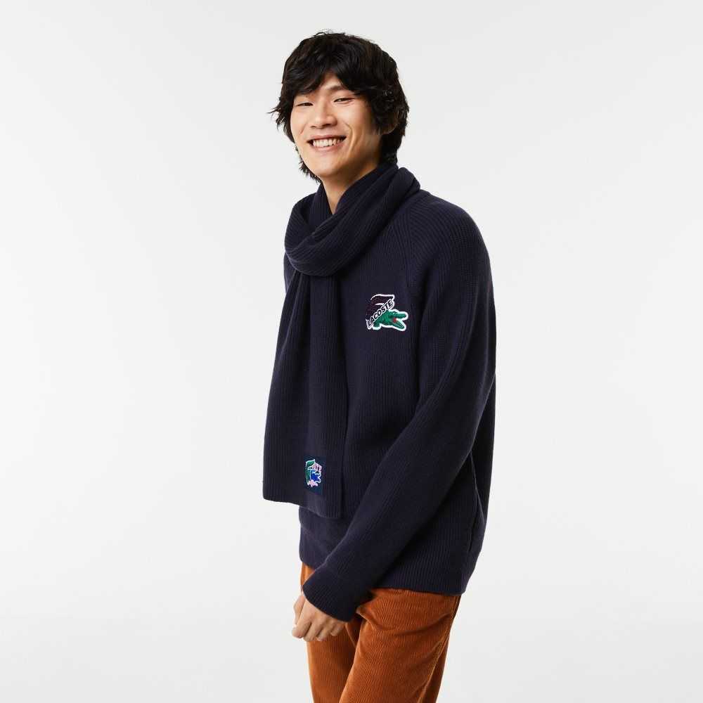 Lacoste Crocodile Sweater Navy Blue | ESZC-39875