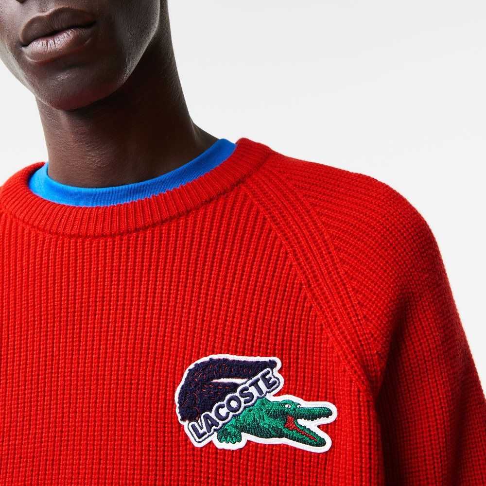 Lacoste Crocodile Sweater Red | FOHX-04128