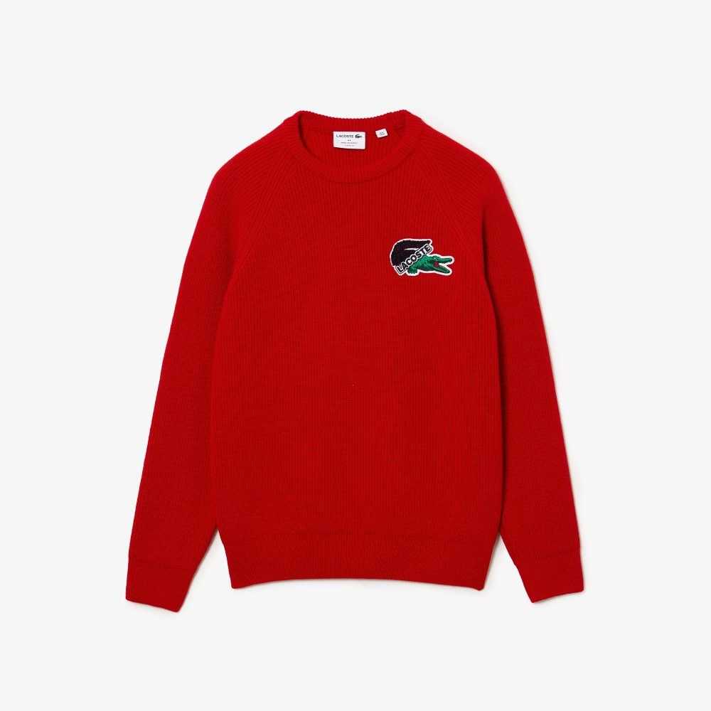 Lacoste Crocodile Sweater Red | FOHX-04128