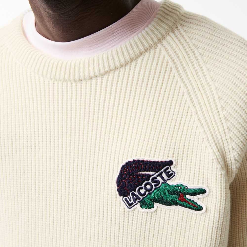 Lacoste Crocodile Sweater White | IGNL-94512