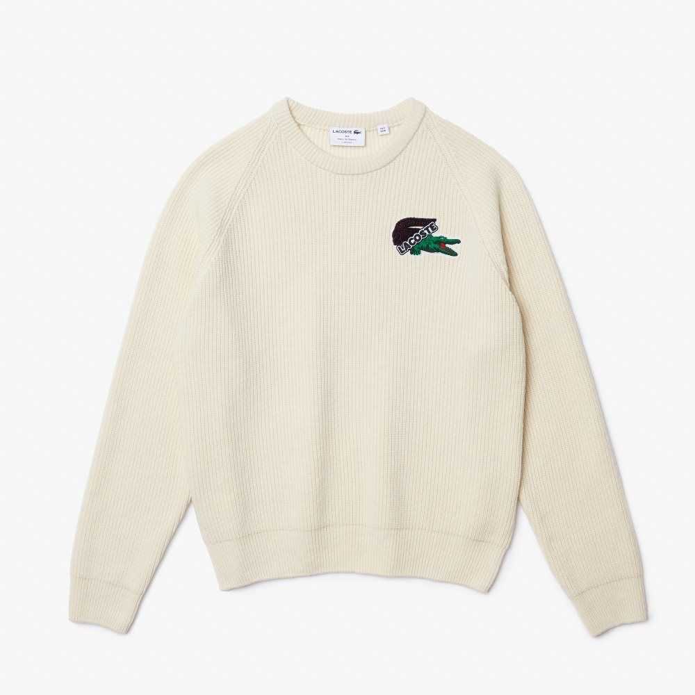 Lacoste Crocodile Sweater White | IGNL-94512
