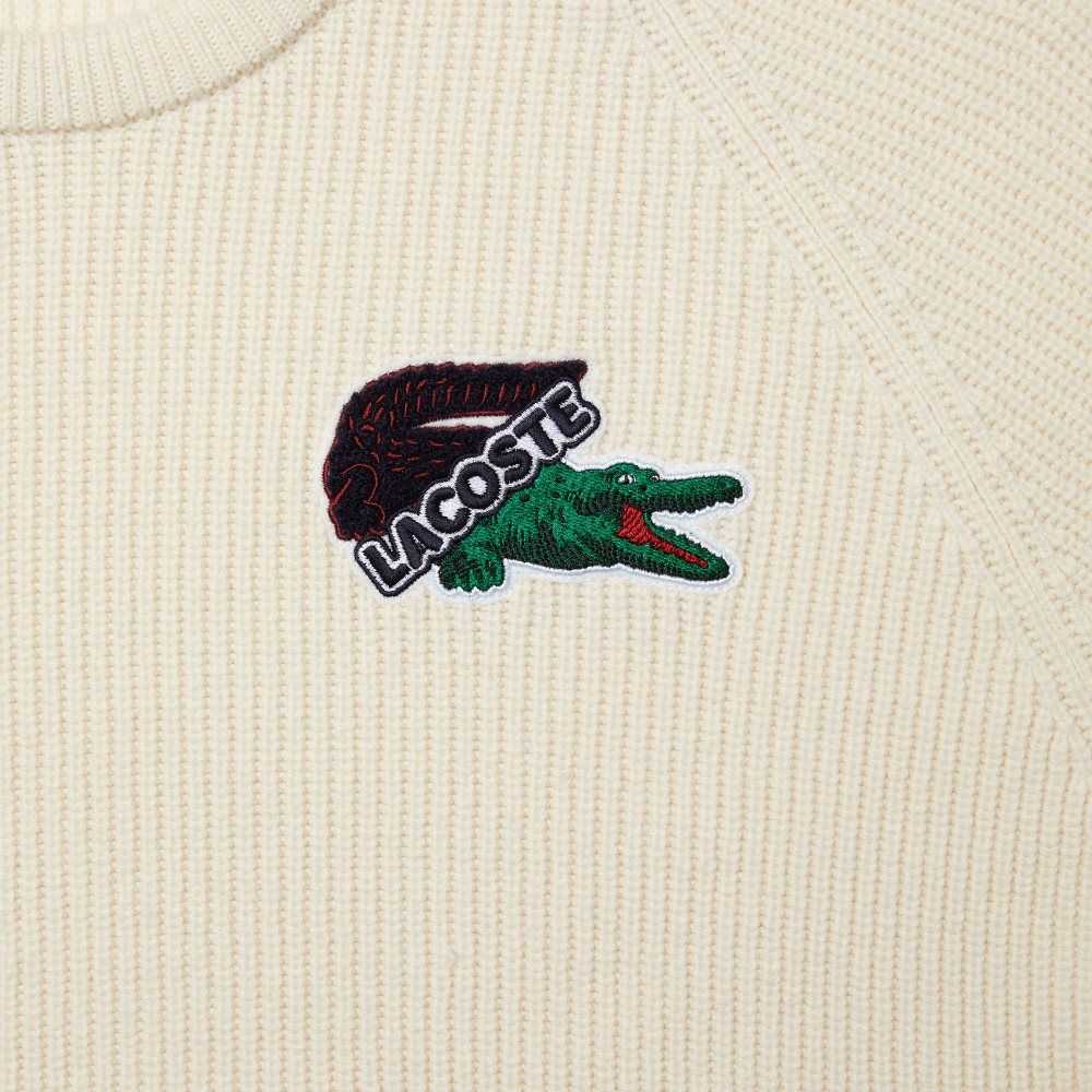 Lacoste Crocodile Sweater White | IGNL-94512