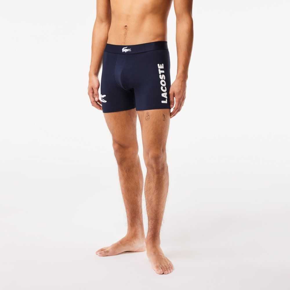 Lacoste Crocodile Waist Long Stretch Cotton Boxer Brief 3-Pack Navy Blue / White / Grey Chine / Navy Blue | FAKN-10263