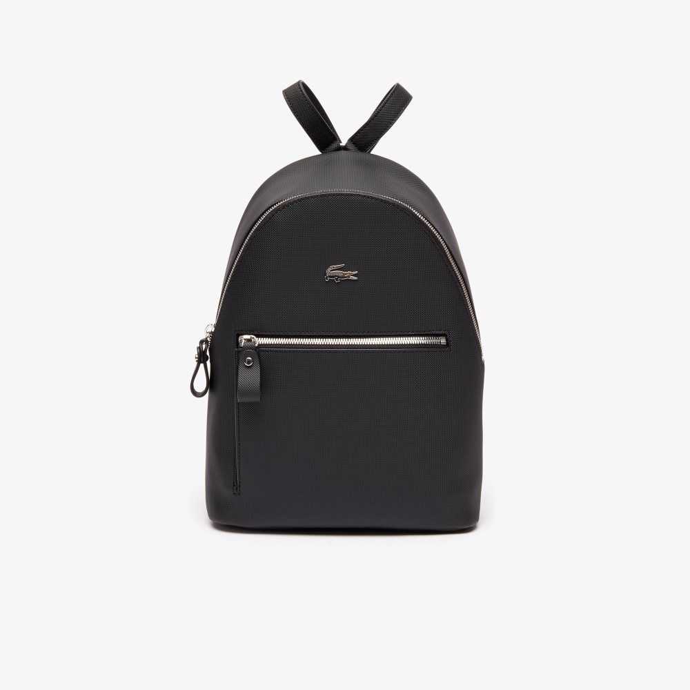 Lacoste Daily Classic Coated Pique Canvas Backpack Black | VGPQ-24079