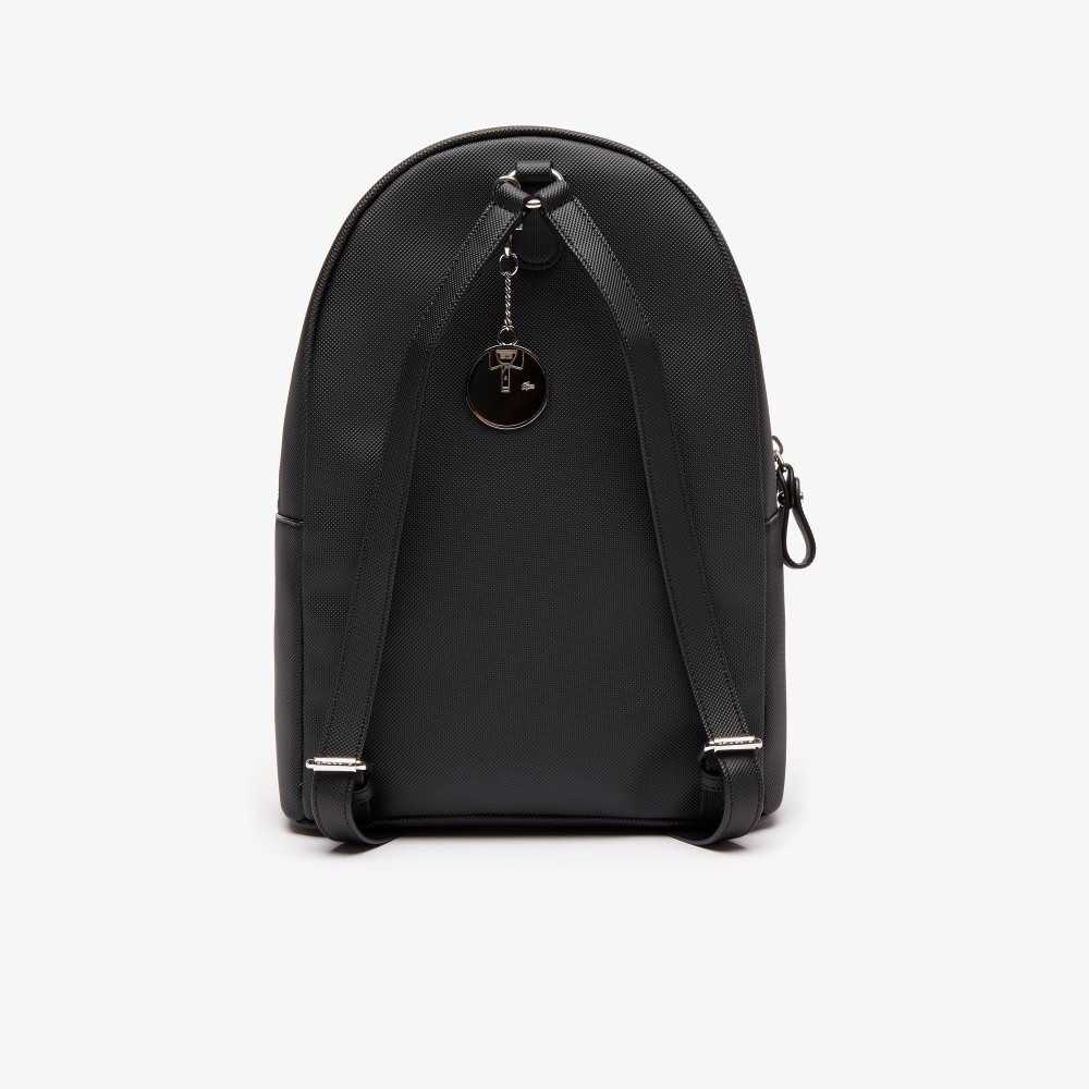 Lacoste Daily Classic Coated Pique Canvas Backpack Black | VGPQ-24079