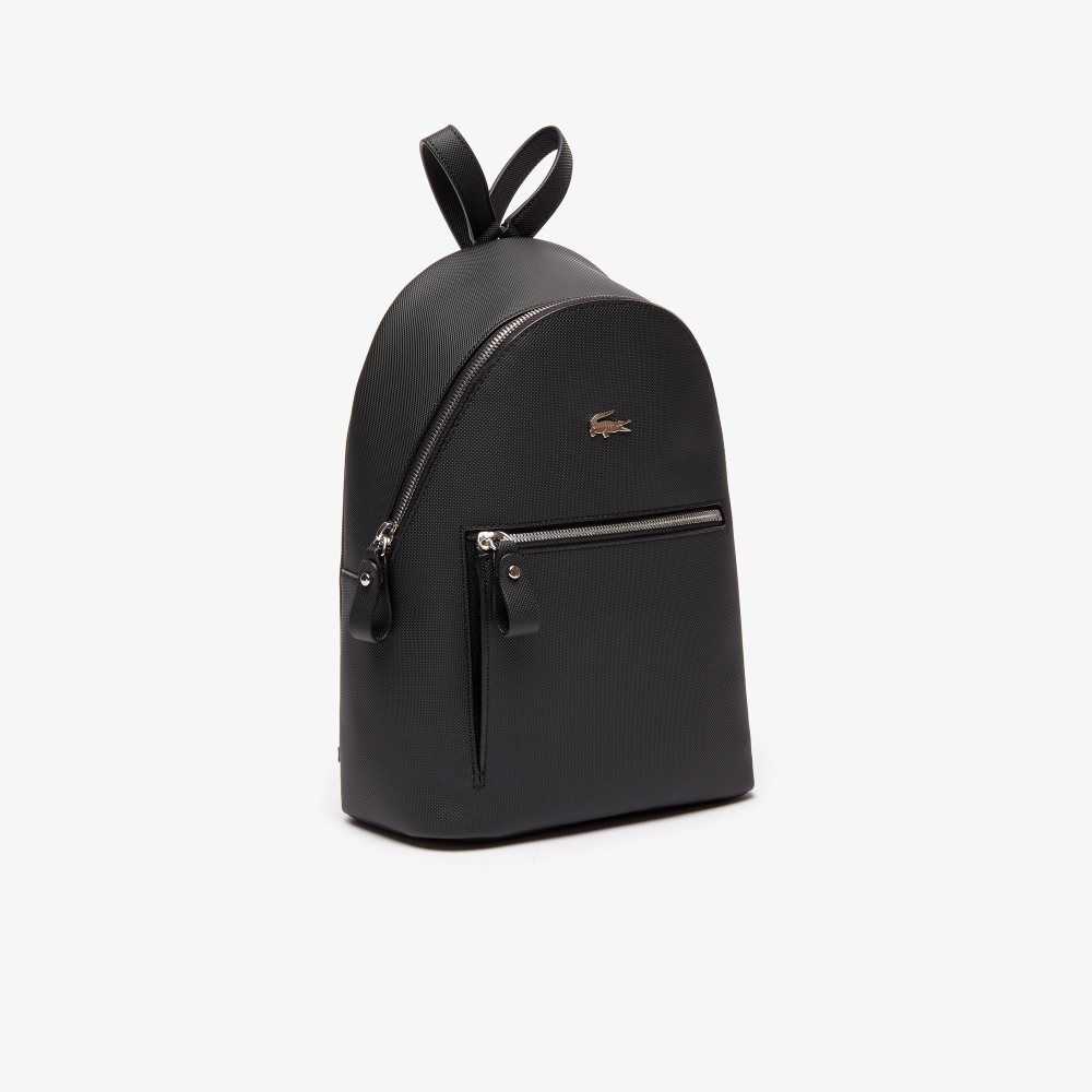 Lacoste Daily Classic Coated Pique Canvas Backpack Black | VGPQ-24079