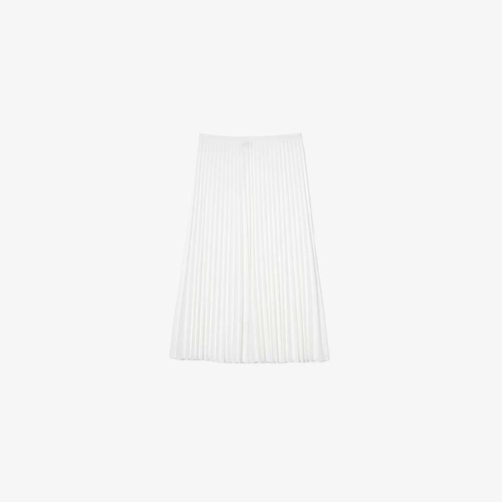 Lacoste Elasticized Waist Flowing Pleated Skirt White | JDBE-19735