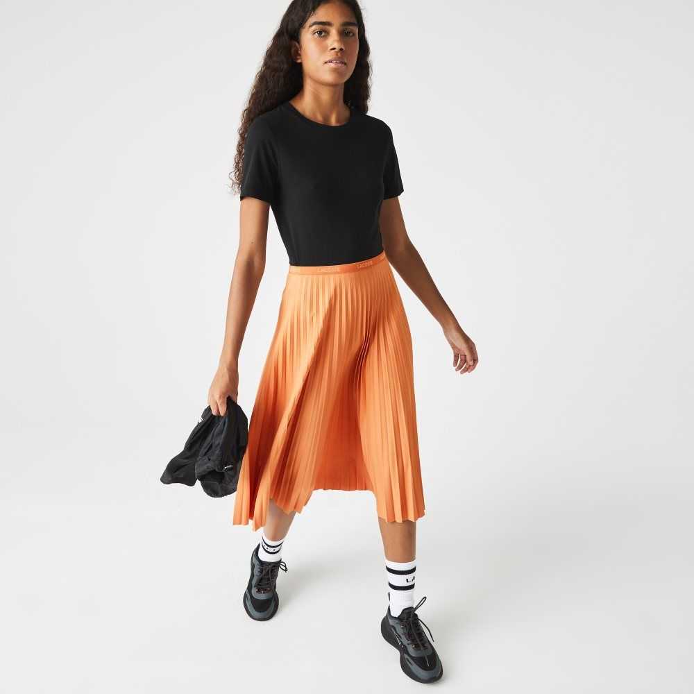 Lacoste Elasticized Waist Flowing Pleated Skirt Orange | LNOQ-26485