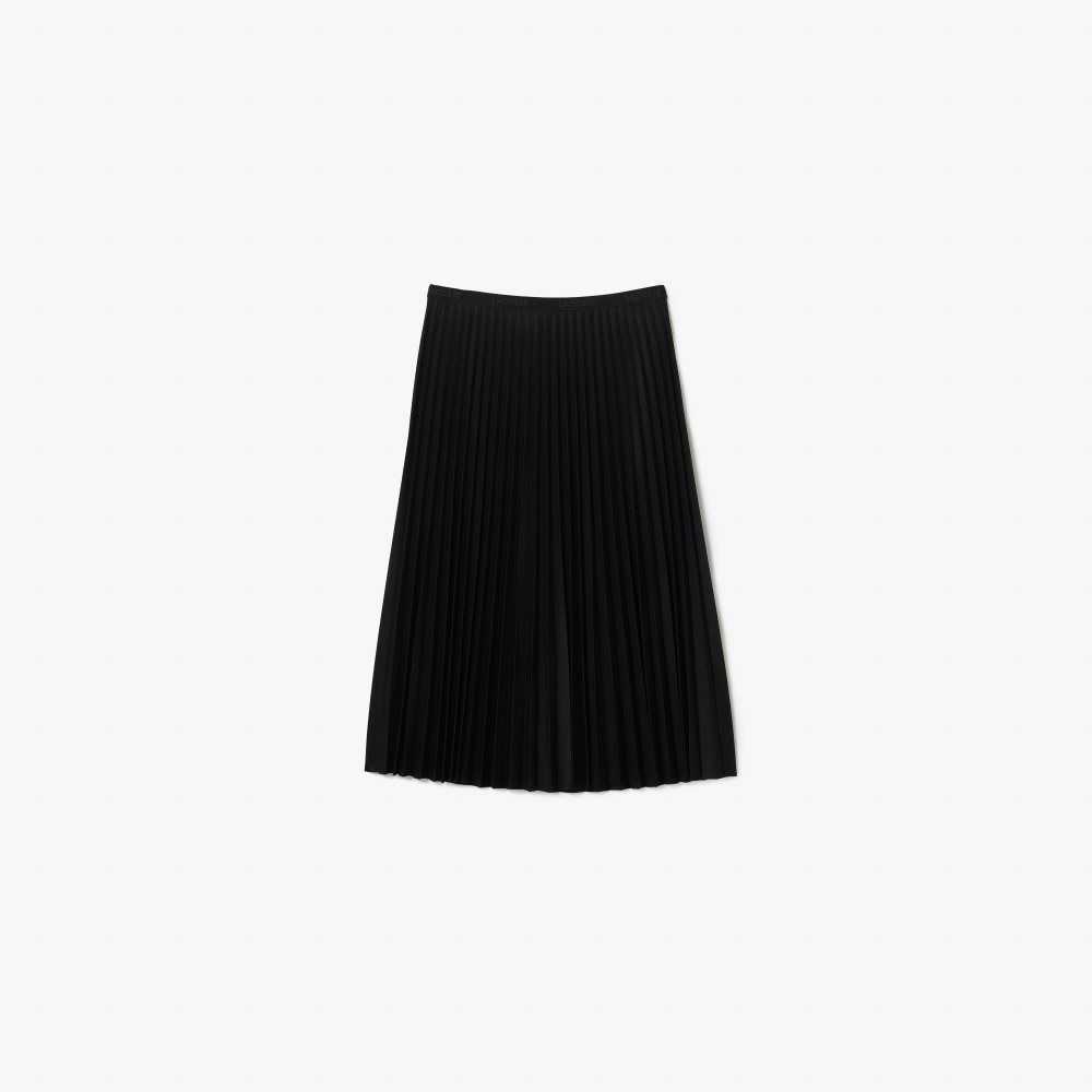 Lacoste Elasticized Waist Flowing Pleated Skirt Black | XLIZ-08632