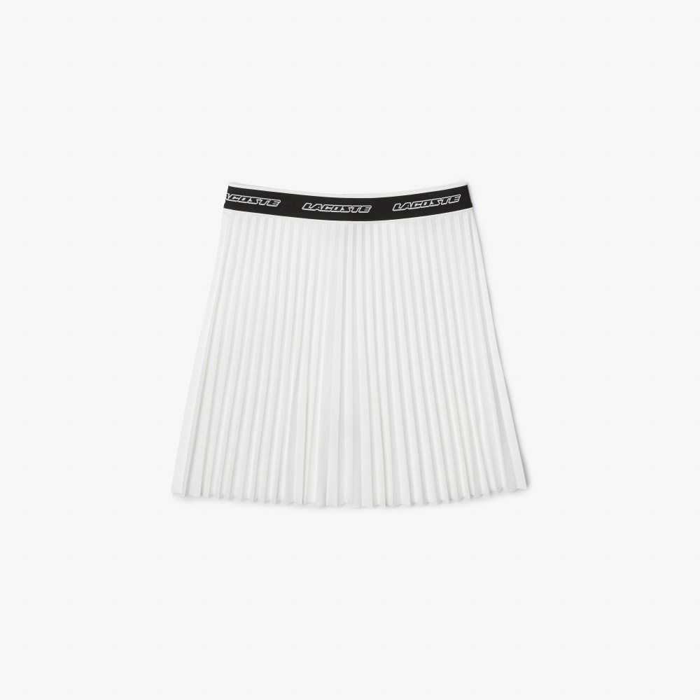 Lacoste Elasticized Waist Pleated Skirt White | BLUC-02139
