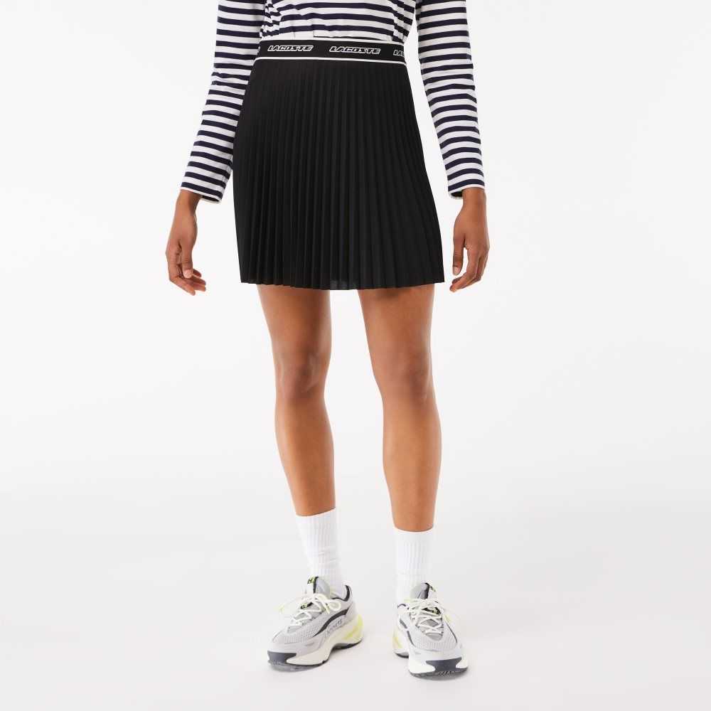 Lacoste Elasticized Waist Pleated Skirt Black | OIWG-31609