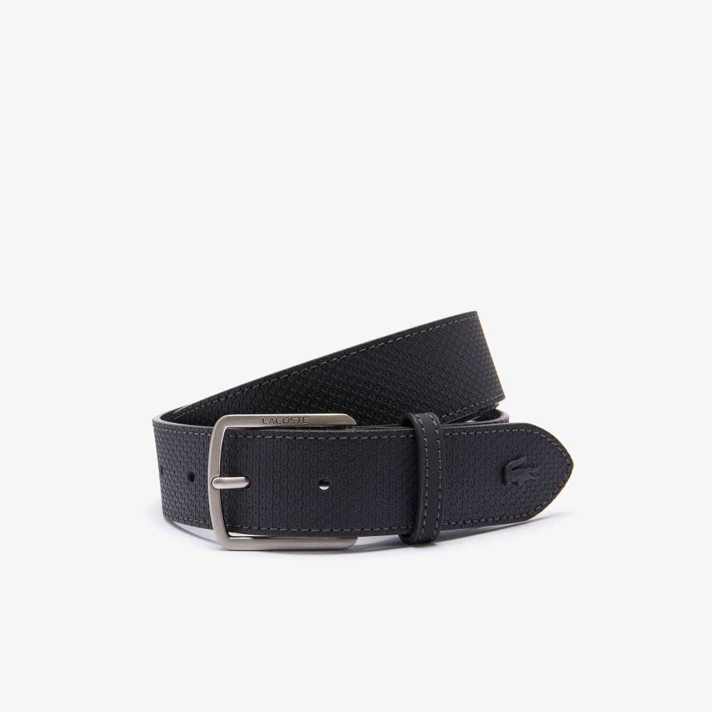 Lacoste Engraved Buckle Reversible Pique Leather Belt Dark Brown | JVRP-53820