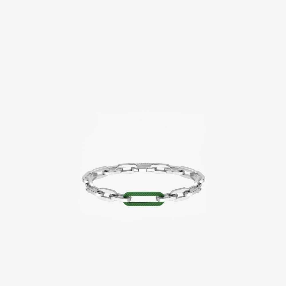Lacoste Ensemble Bracelet Silver And Green | ISVQ-49538