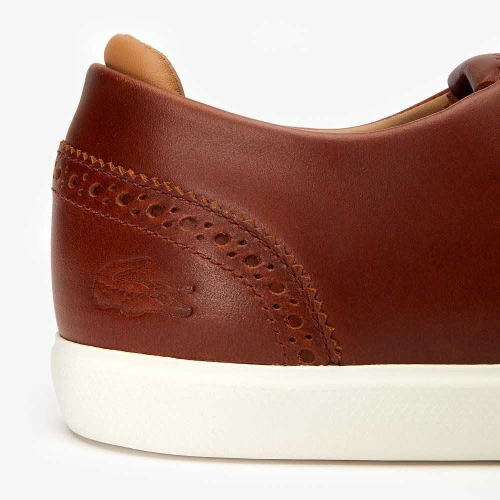 Lacoste Esparre Club Leather Trainers Brw/Off Wht | YJZC-76910
