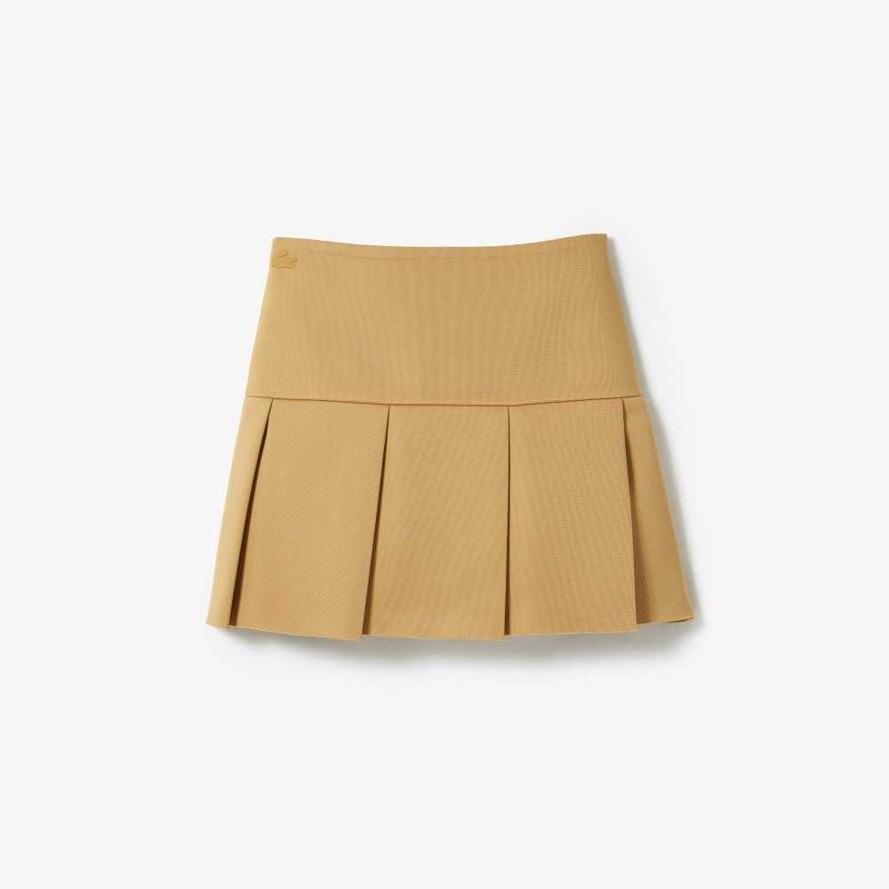 Lacoste Fashion Show Edition Pleated Canvas Tennis Skirt Beige | AVBZ-05329