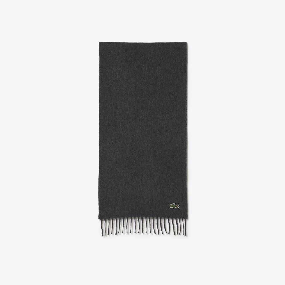 Lacoste Felt Wool And Cashmere Scarf Set Grey | VYFW-36852