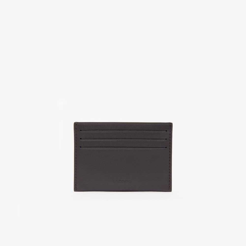 Lacoste Fitzgerald Leather Card Holder Dark Brown | GMDB-10725