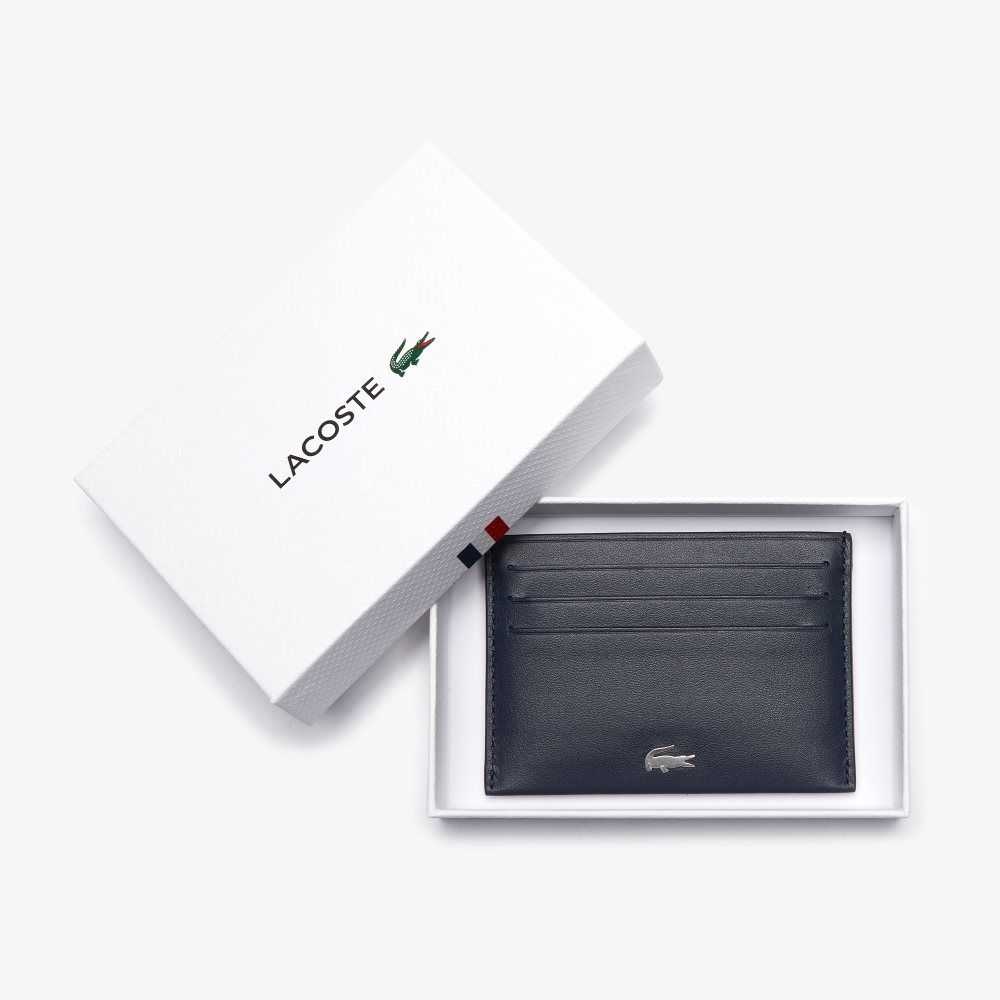 Lacoste Fitzgerald Leather Card Holder Peacoat | MACU-42679