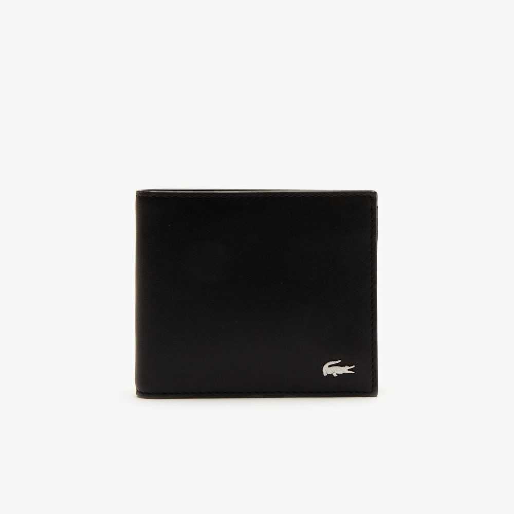 Lacoste Fitzgerald Leather Wallet And Card Holder Set Black | FRWQ-40239