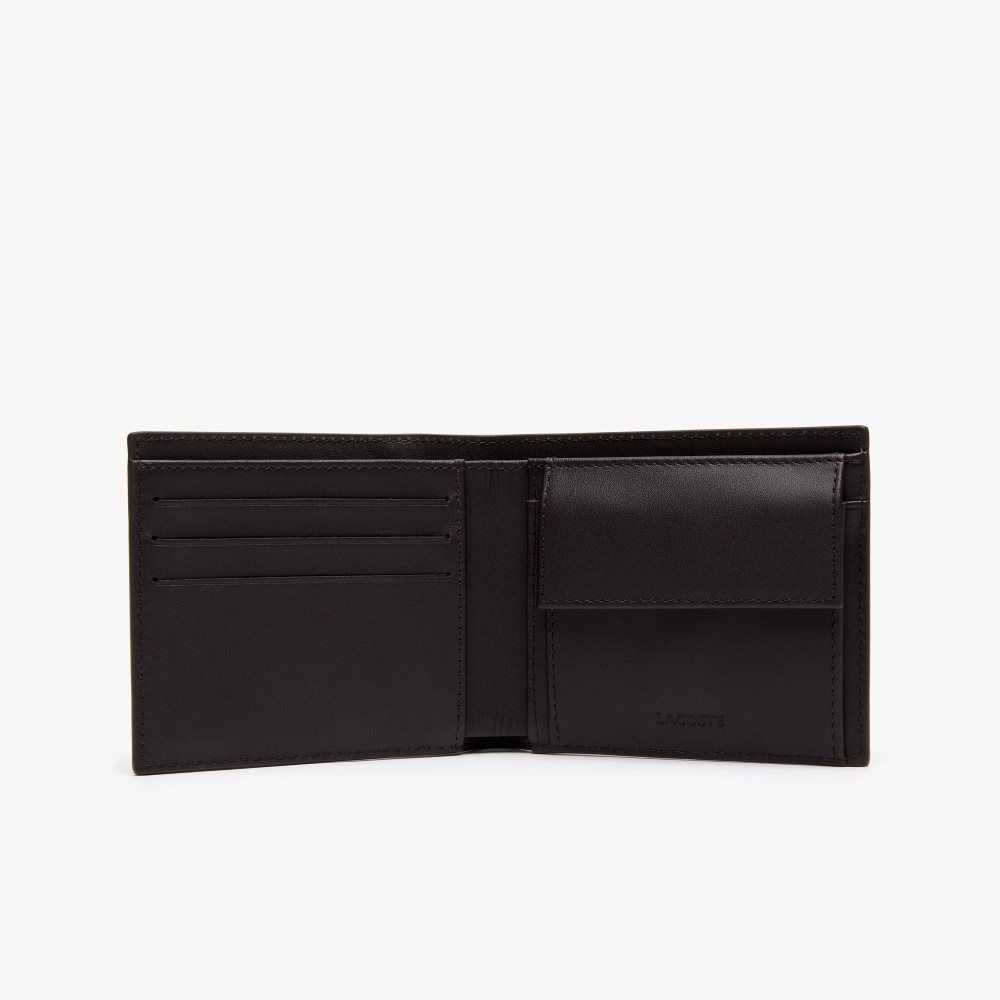 Lacoste Fitzgerald Leather Wallet Dark Brown | LEXN-38974