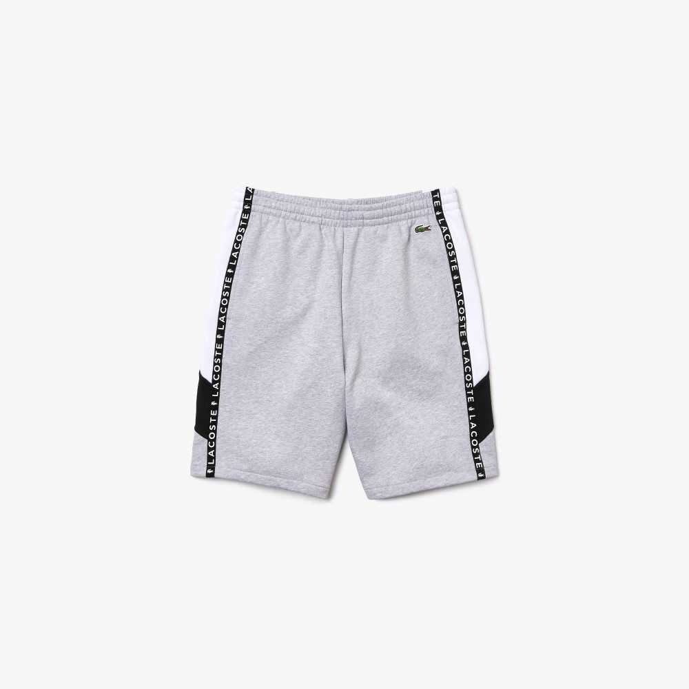 Lacoste Fleece Bermuda Shorts Grey Chine / White / Black | CJAV-95731