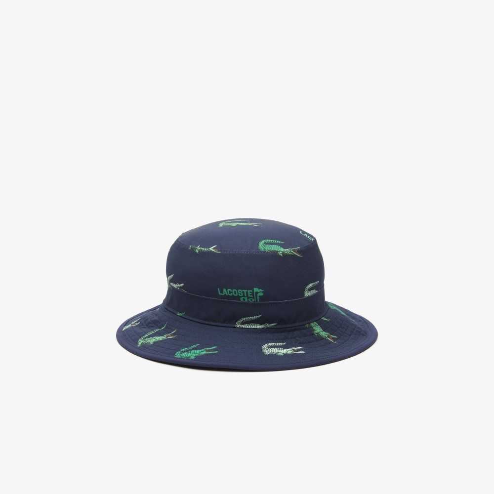 Lacoste Golf Crocodile Print Hat Navy Blue | QFCZ-27658