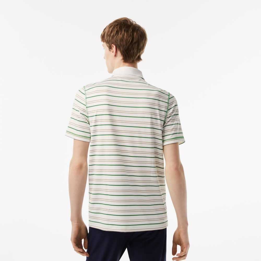 Lacoste Golf Recycled Polyester Stripe Polo White / Beige / Navy Blue / Green | BSQR-97215