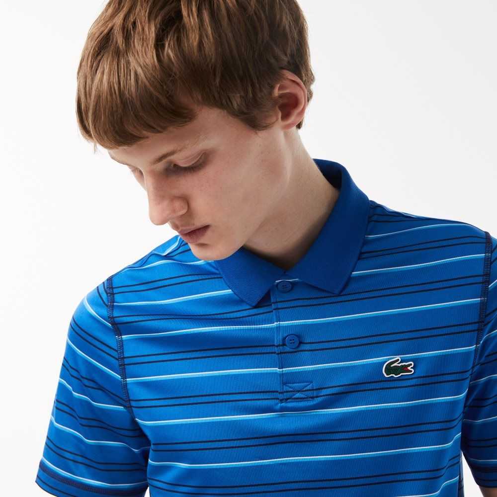 Lacoste Golf Recycled Polyester Stripe Polo Blue / Navy Blue / White / Blue | EVHB-91870