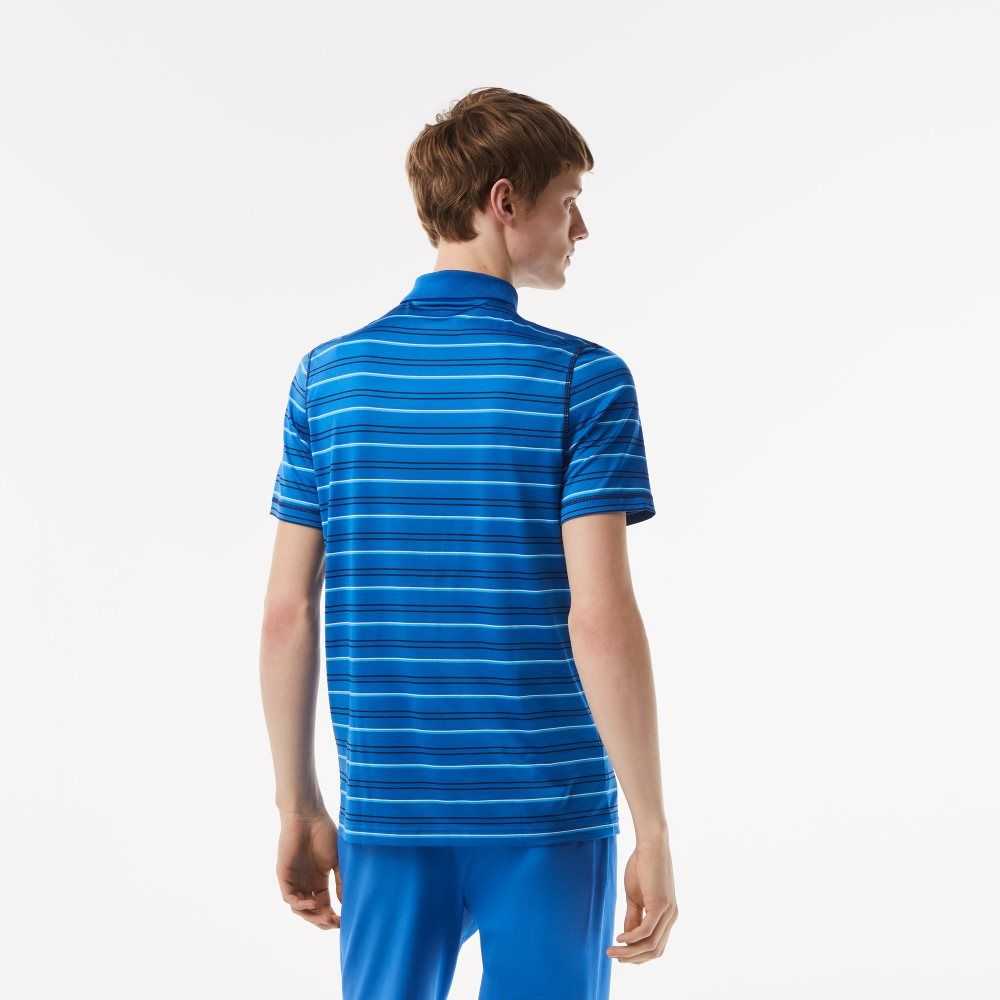 Lacoste Golf Recycled Polyester Stripe Polo Blue / Navy Blue / White / Blue | EVHB-91870