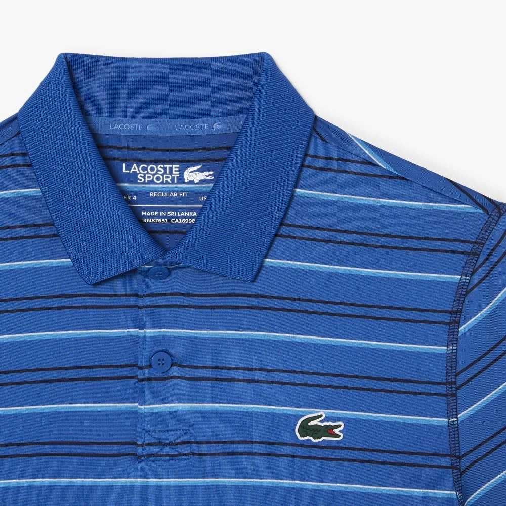 Lacoste Golf Recycled Polyester Stripe Polo Blue / Navy Blue / White / Blue | EVHB-91870
