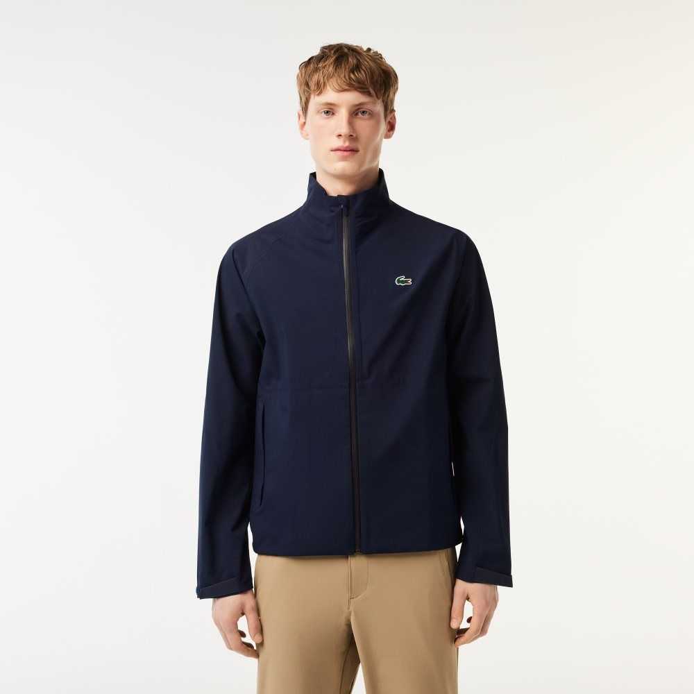 Lacoste Golf Zip-Up Waterproof Windbreaker Navy Blue | ATQS-43162