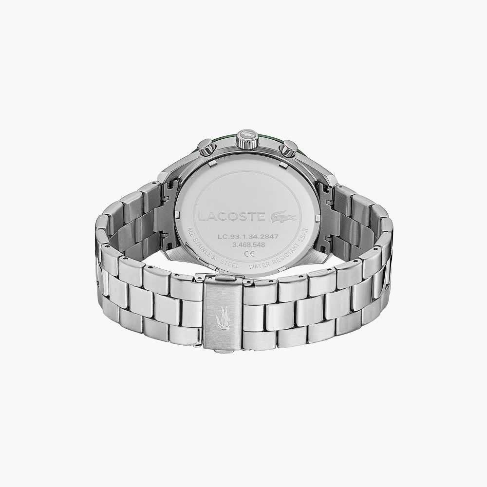 Lacoste Green Stainless Steel Strap Boston Chrono Watch Silver | RFJX-80125