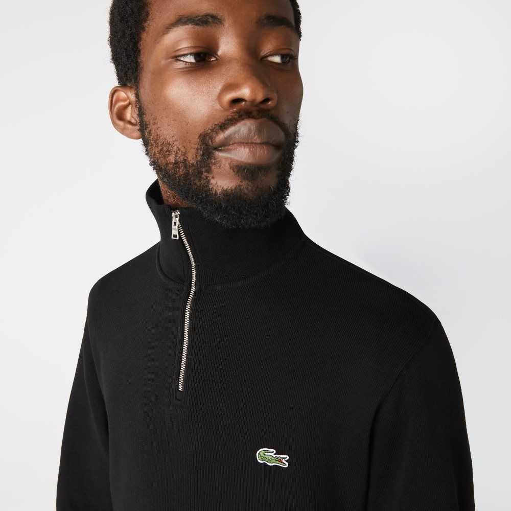 Lacoste Half Zip Cotton Sweatshirt Black | AXRO-01847