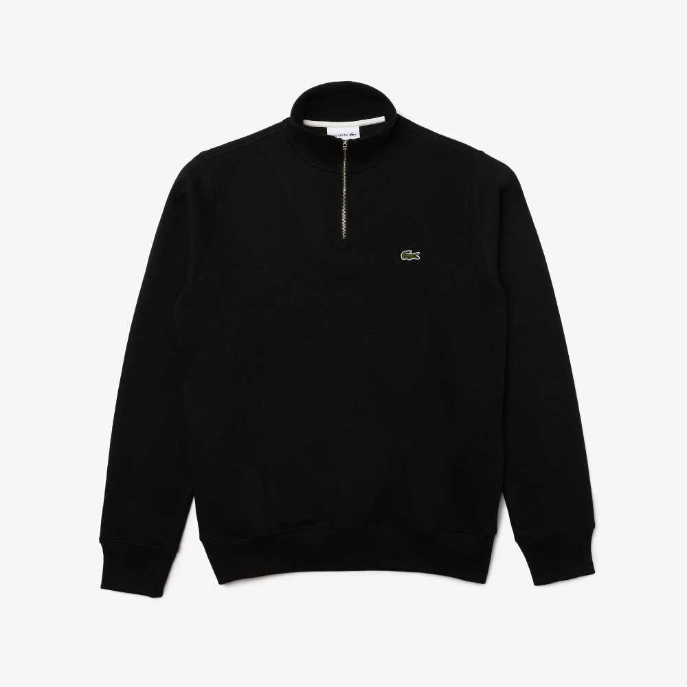 Lacoste Half Zip Cotton Sweatshirt Black | AXRO-01847