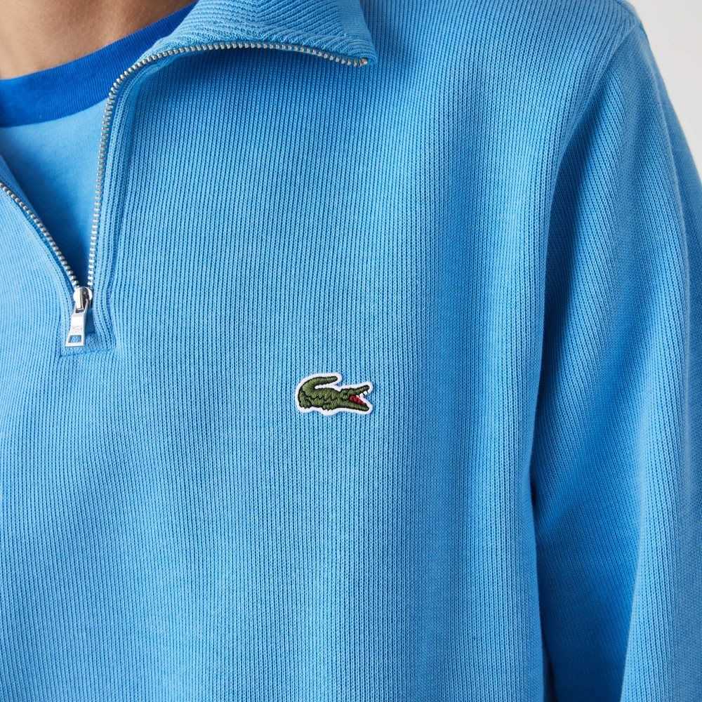Lacoste Half Zip Cotton Sweatshirt Blue | FRVI-78130
