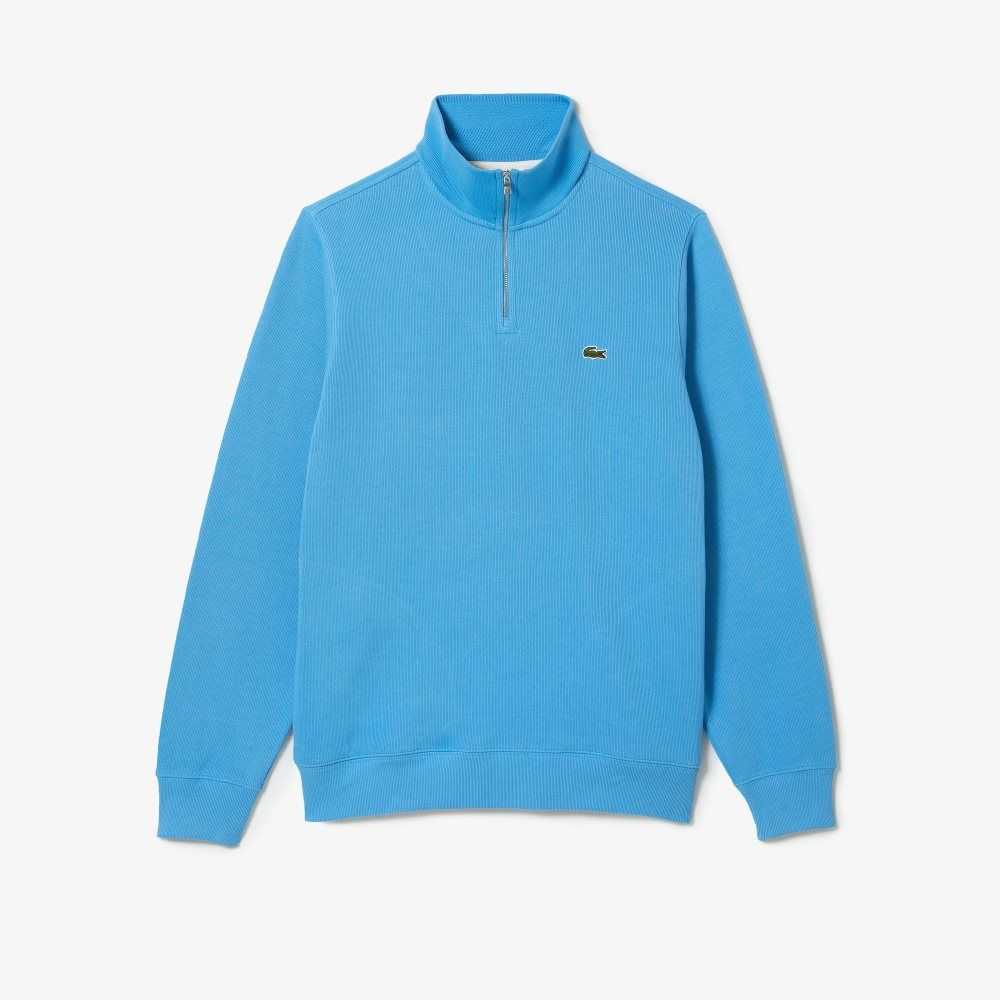 Lacoste Half Zip Cotton Sweatshirt Blue | FRVI-78130