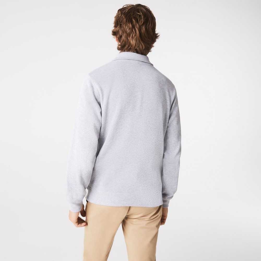 Lacoste Half Zip Cotton Sweatshirt Grey Chine | GLEX-25703