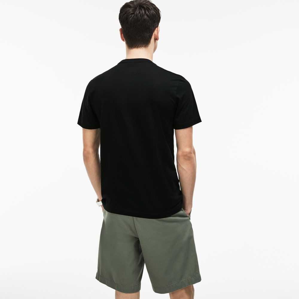 Lacoste Henley Neck Pima Cotton Jersey T-Shirt Black | FGST-41507